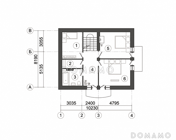 Проект современного загородного дома на семью из трех-шести человек / План мансардного этажа