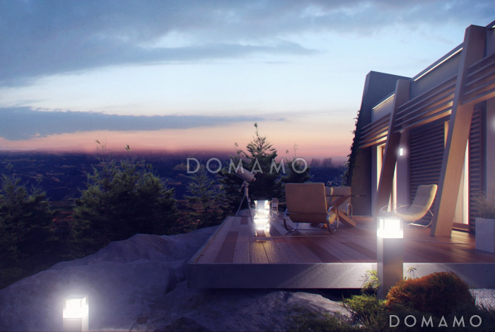 Проект современного одноэтажного дома из кирпича с тремя спальнями и необычными элементами дизайна