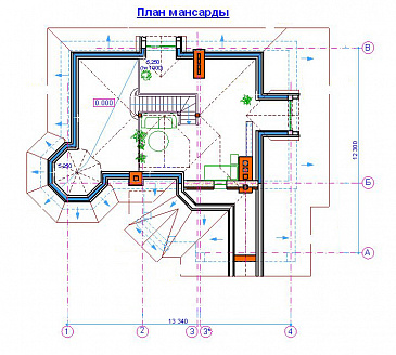 Проект бани с мансардным этажом / План мансардного этажа