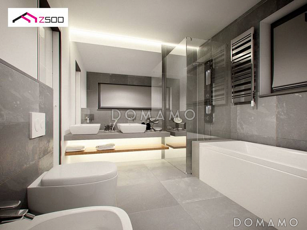 Проект дома из газобетона с кабинетом, гаражом на 2 машины и террасой на втором этаже