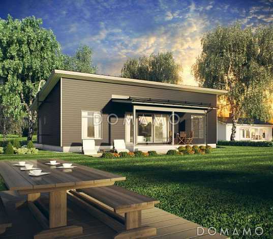 Проект экономичного каркасного дома с односкатной крышей