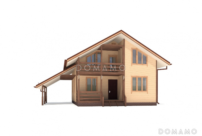 Проект стильного дома из клееного бруса с балконом