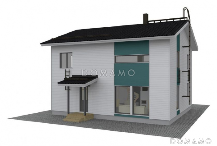 Проект каркасного дома маленькой кухонной зоной