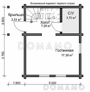 Готовый дом из профилированного или клеенного бруса / План 1 этажа