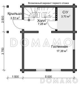 Готовый дом из профилированного или клеенного бруса / План 1 этажа