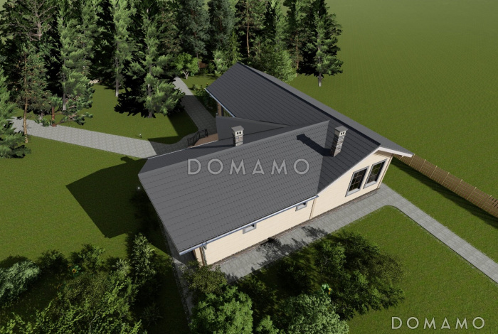 Проект одноэтажной бани с бильярдной и кухней-столовой