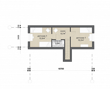 М-122 одноэтажный с мансардой дом / План мансардного этажа