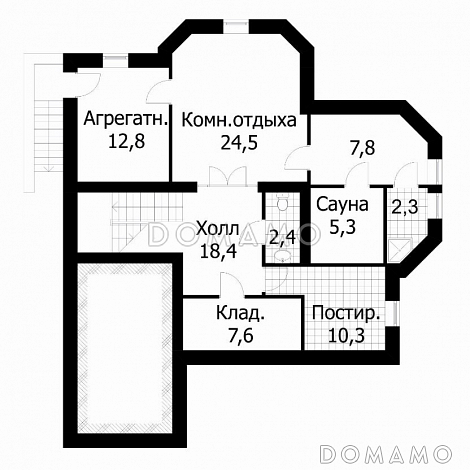 Проект шестикомнатного жилого дома / План цокольного этажа