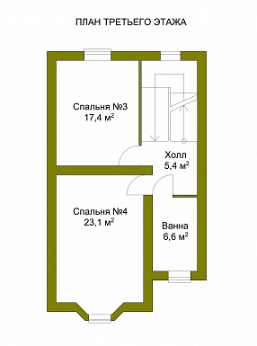 Проект необычного таунхауса с эркером и кукушками на крыше / План мансардного этажа