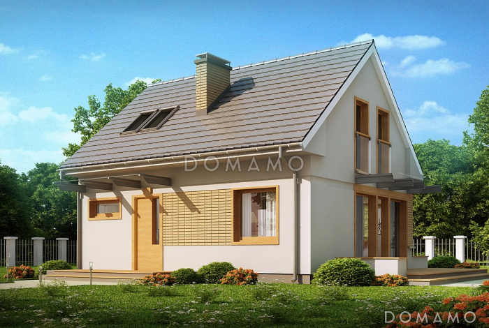 Проект компактного одноэтажного мансардного дома из газобетона с дополнительной спальней на первом этаже, адаптированный для сейсмоопасных регионов