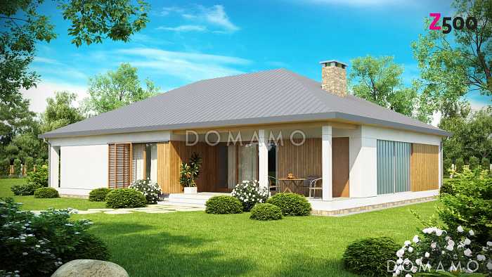 Проект одноэтажного дома из кирпича со встроенным гаражом на два автомобиля