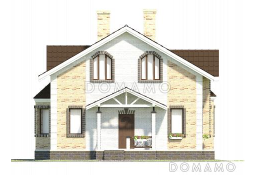 Проект коттеджа из SIP панелей с эркером и террасой. / Фасад 2