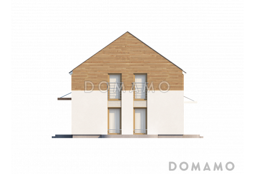 Проект удобного простого двухэтажного коттеджа из газобетона с кабинетом и просторной гостиной / Фасад 4
