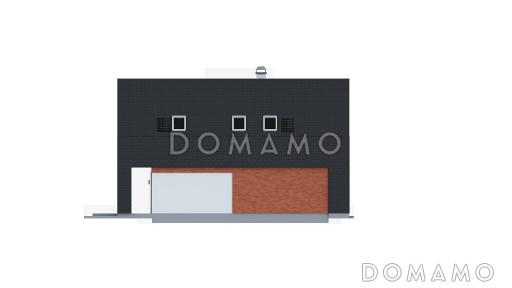 Проект одноэтажного мансардного дома из газобетона с балконом и современными элементами экстерьера  / Фасад 2