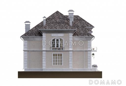 Проект особняка в классическом стиле с 5 спальнями, гаражом и открытой террасой / Фасад 4