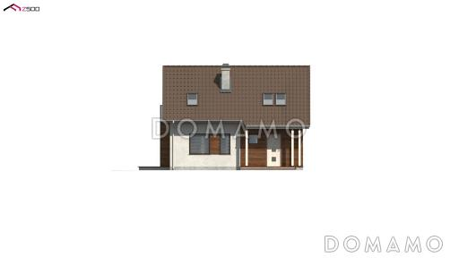 Проект небольшого одноэтажного мансардного дома из газобетона с кабинетом на первом этаже и эркером / Фасад 2