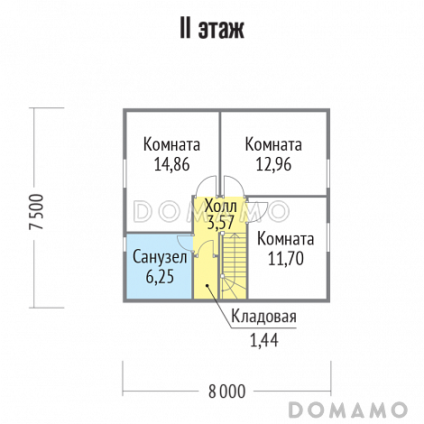 Проект  дома из клееного бруса 8х7 с мансардой / План мансардного этажа