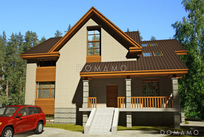 Загородный дом с бильярдной и спортзалом в цокольном этаже, барбекю на террасе, просторной кухней, лоджией и балконами