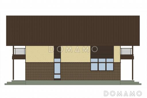 Проект каркасного мансардного дома с симметричными террасами и балконами / Фасад 2