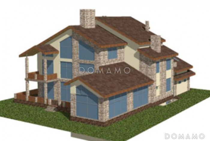 Проект двухэтажного дома с мансардой из кирпича
