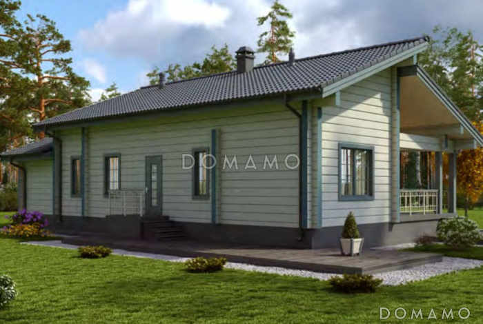 Проект дома из клееного бруса с верандой