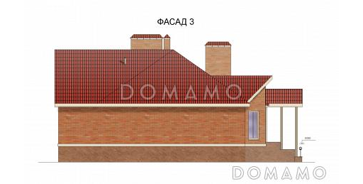 Проект одноэтажного дома с цокольным этажом / Фасад 3