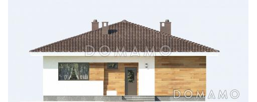 Проект одноэтажного дома из СИП панелей с тремя спальнями и крытой террасой / Фасад 4