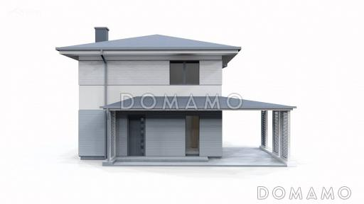 Проект загородного дома для семьи с детьми, просторной ванной, террасой / Фасад 3