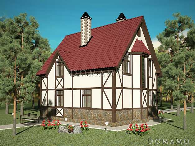 Проект практичного коттеджа в стиле фахверк