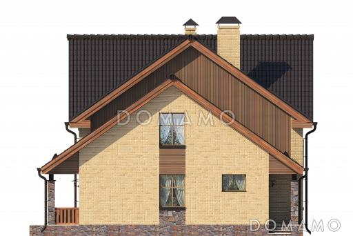 Проект оригинального загородного дома в желто-коричневой гамме / Фасад 2