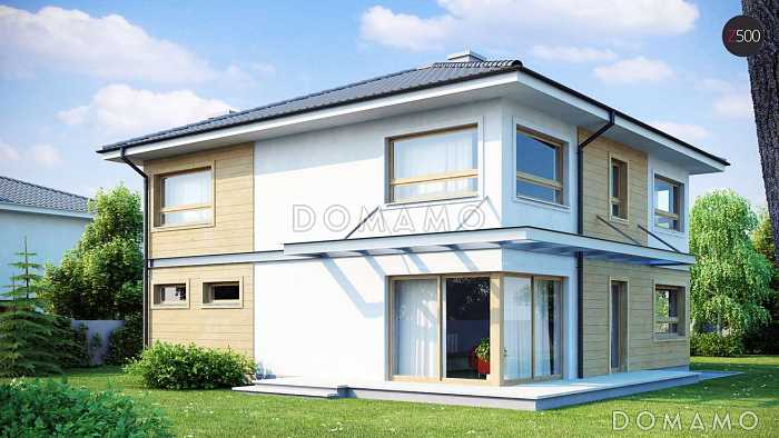 Проект двухэтажного дома из кирпича, адаптированный для сейсмозоны с четырьмя спальнями и удлинённым двухместным гаражом