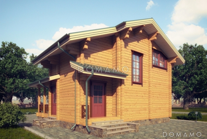 Проект дома из клееного бруса с ленточно-свайным фундаментом