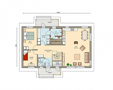 Проект двухэтажного каркасного дома / План 1 этажа