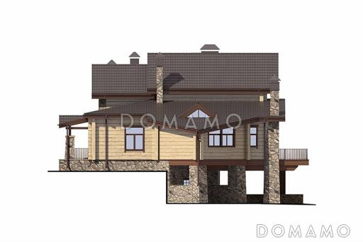 Проект дома современного дома с цокольным этажом для неровных участков / Фасад 2