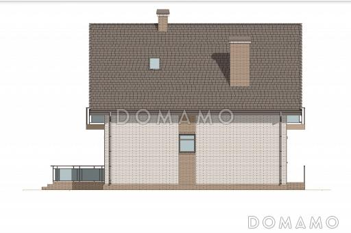 Проект компактного двухэтажного дома с 3 балконами и мансардой / Фасад 2