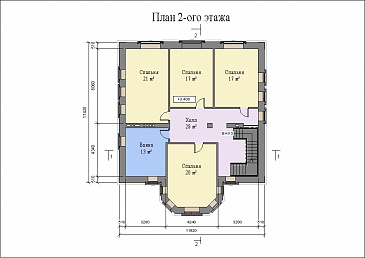 Проект большого двухэтажного дома с цоколем и мансардой,с эркером, сауной и бассейном / План 2 этажа