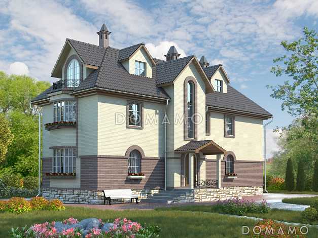 Проект большого коттеджа для узкого участка