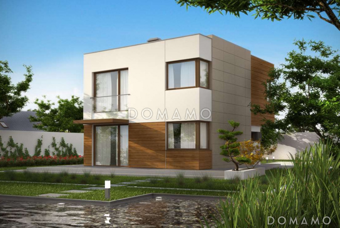 Проект двухэтажного дома из газобетона в стиле кубизм со спальной зоной на втором этаже