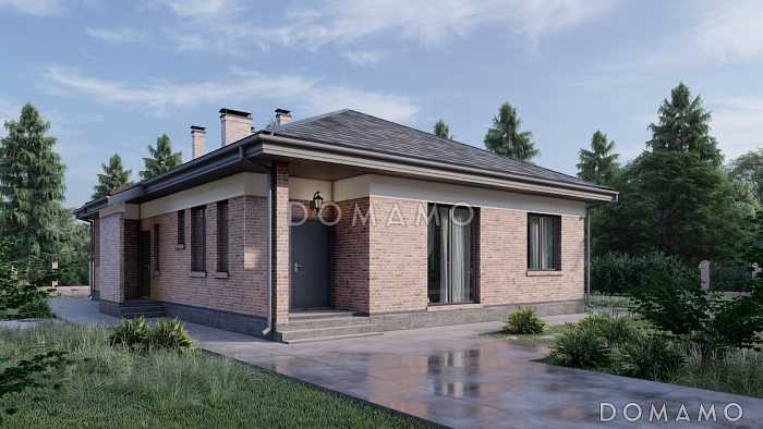 Проект одноэтажного дома из газобетона на две семьи