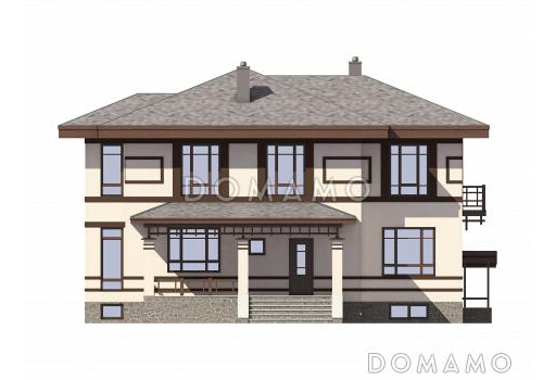 Проект дома из газобетона с цокольным этажом / Фасад 3