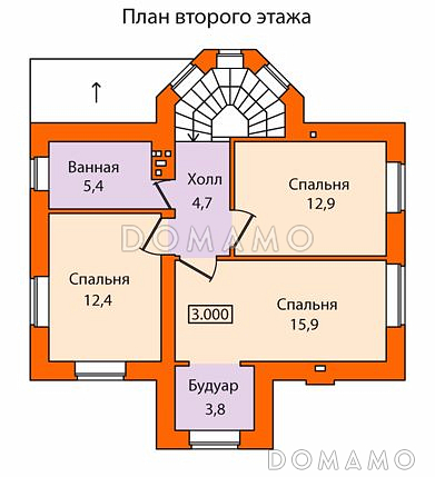 Проект кирпичного дома с полным вторым этажом / План 2 этажа
