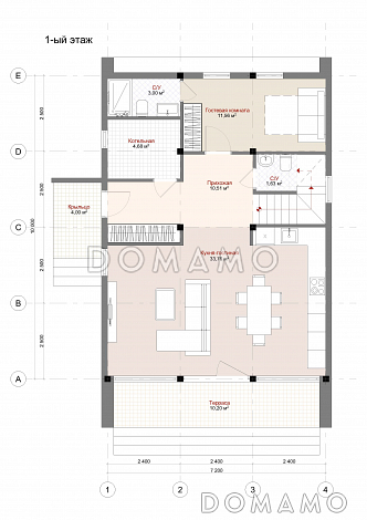 Барнхаус / План 1 этажа