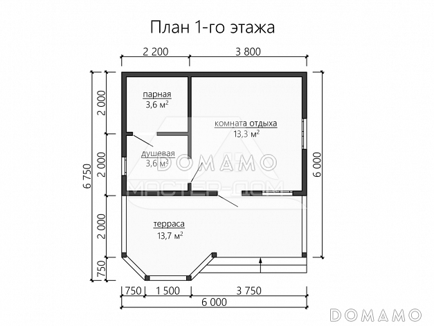 Баня Дачный уют / План 1 этажа