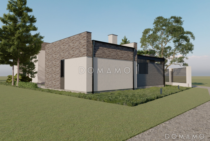 Проект одноэтажной бани в стиле хай-тек с мангальным комплексом