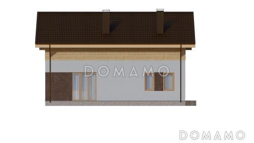Проект компактного одноэтажного дома с мансардной и четырьмя спальнями / Фасад 3