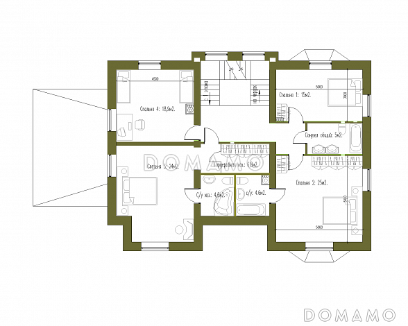 Проект особняка в стиле Тюдор из СИП панелей / План 2 этажа