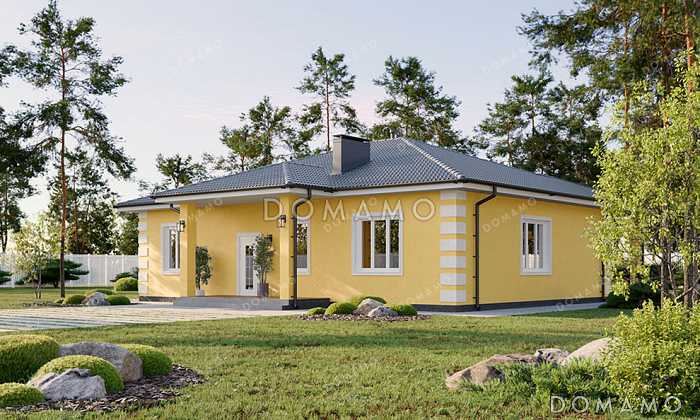 Проект одноэтажного дома в классическом стиле с 4 спальнями и террасой