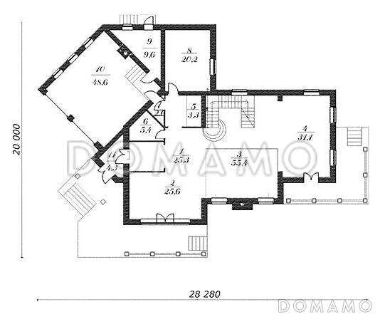 Проект 2 х этажного дома из СИП панелей / План 1 этажа