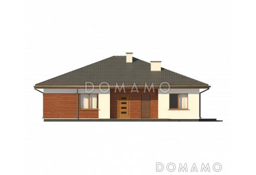 Проект одноэтажного дома из газобетона с тремя спальнями и кабинетом / Фасад 1