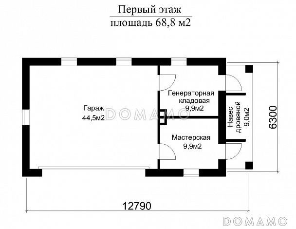 Проект гаража без подвала / План 1 этажа